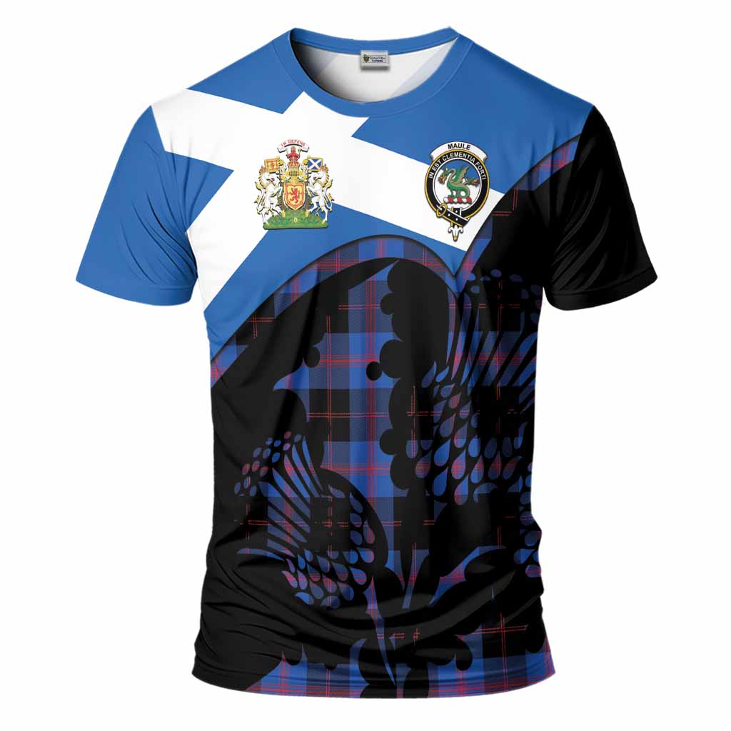 Maule Tartan Family Crest T-Shirt Scotland Thistle Floral Flag Style