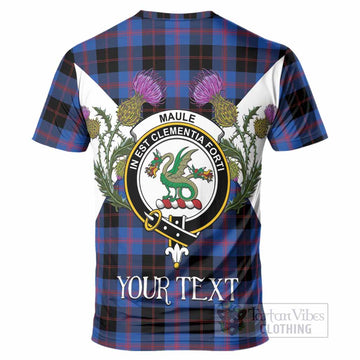 Maule Tartan Family Crest T-Shirt Scottish Burns Night Thistle Floral