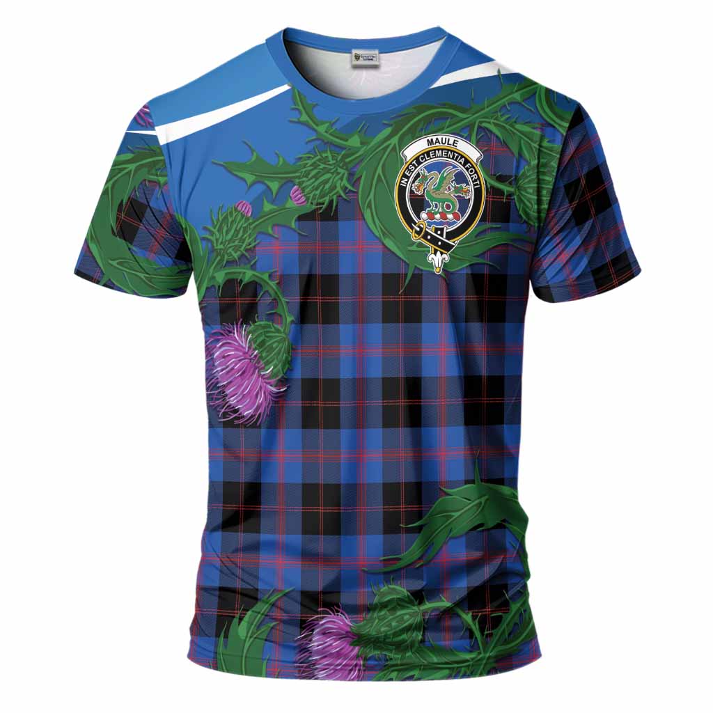 Maule Tartan Family Crest T-Shirt Thistle in Minimalism
