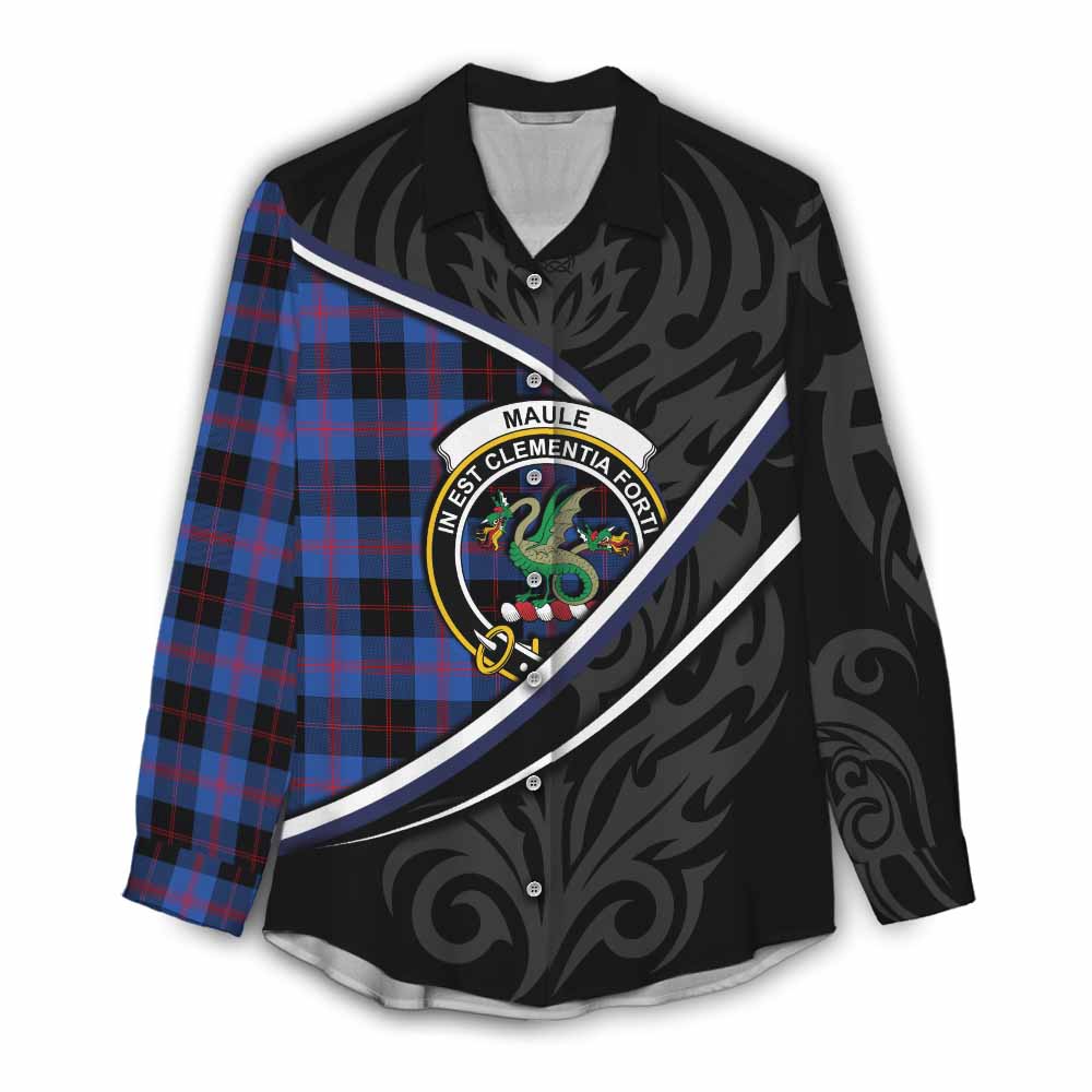 Maule Tartan Family Crest Women Casual Shirt Celtic Scottish Thistle Floral - Tartan Vibes Clothing