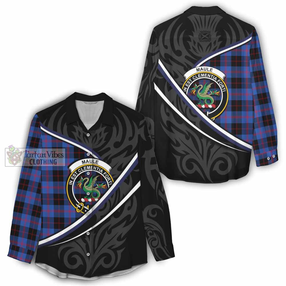 Maule Tartan Family Crest Women Casual Shirt Celtic Scottish Thistle Floral - Tartan Vibes Clothing
