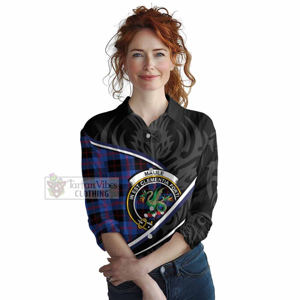 Maule Tartan Family Crest Women Casual Shirt Celtic Scottish Thistle Floral - Tartan Vibes Clothing