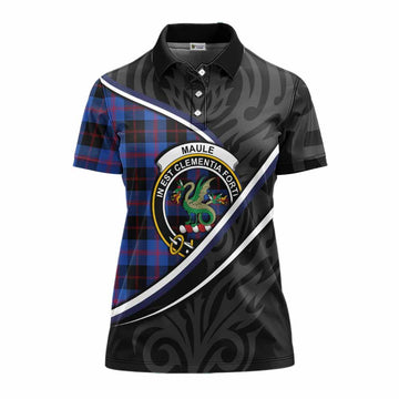 Maule Tartan Family Crest Women's Polo Shirt Celtic Scottish Thistle Floral