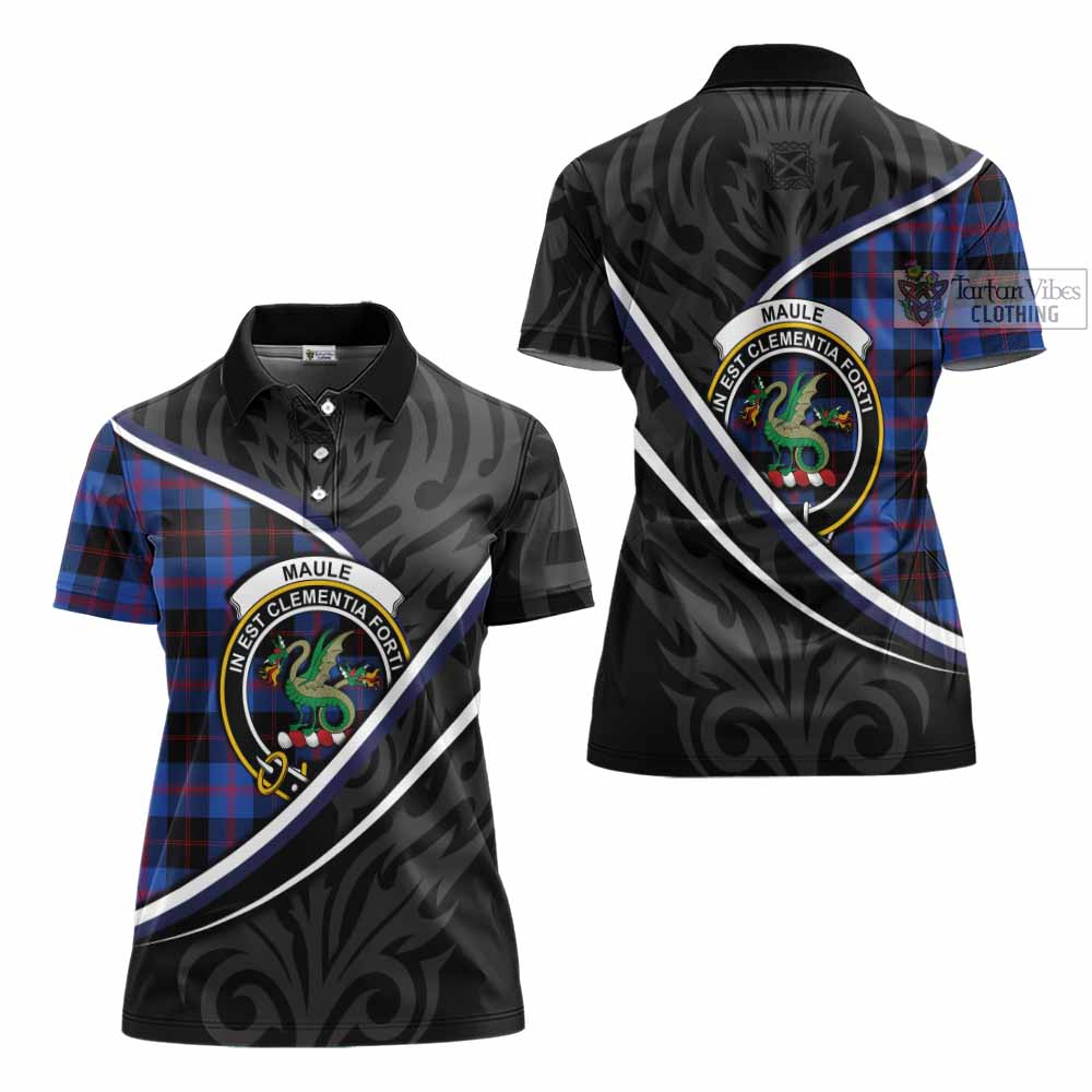 Maule Tartan Family Crest Women's Polo Shirt Celtic Scottish Thistle Floral - Tartan Vibes Clothing
