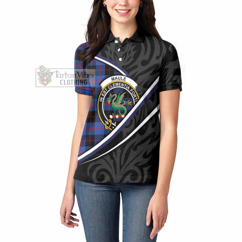 Maule Tartan Family Crest Women's Polo Shirt Celtic Scottish Thistle Floral - Tartan Vibes Clothing