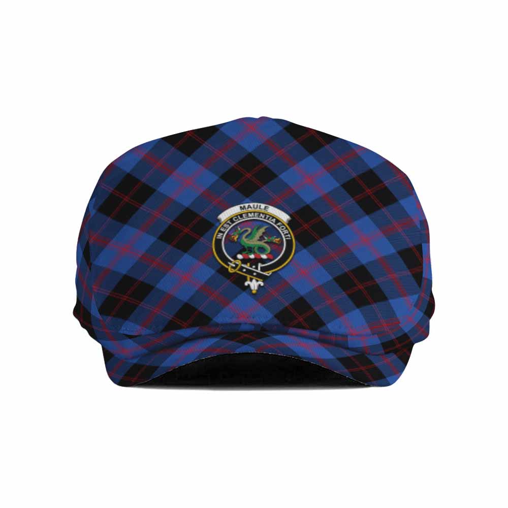 Maule Tartan Flat Cap, Jeff Cap Cross Style with Family Crest - Tartan Vibes Clothing