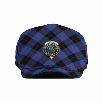 Maule Tartan Flat Cap, Jeff Cap Cross Style with Family Crest