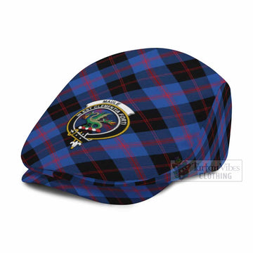 Maule Tartan Flat Cap, Jeff Cap Cross Style with Family Crest