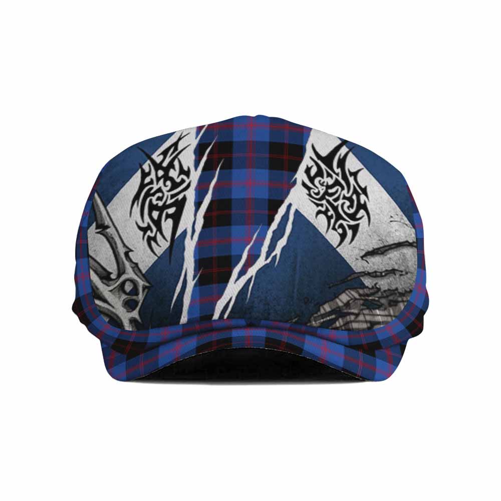 Maule Tartan Flat Cap, Jeff Cap Scotland Flag Ripped Tribal Design