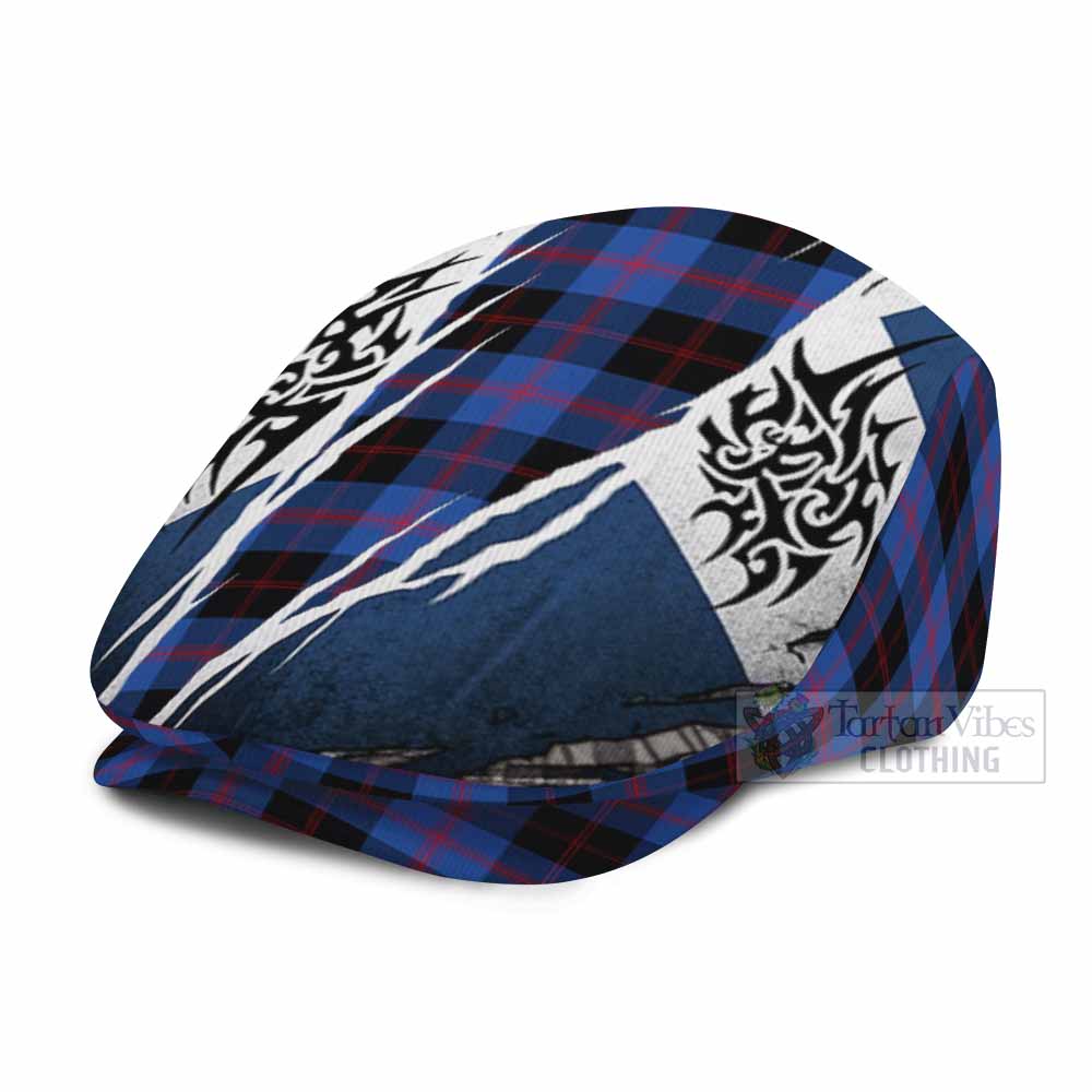 Maule Tartan Flat Cap, Jeff Cap Scotland Flag Ripped Tribal Design