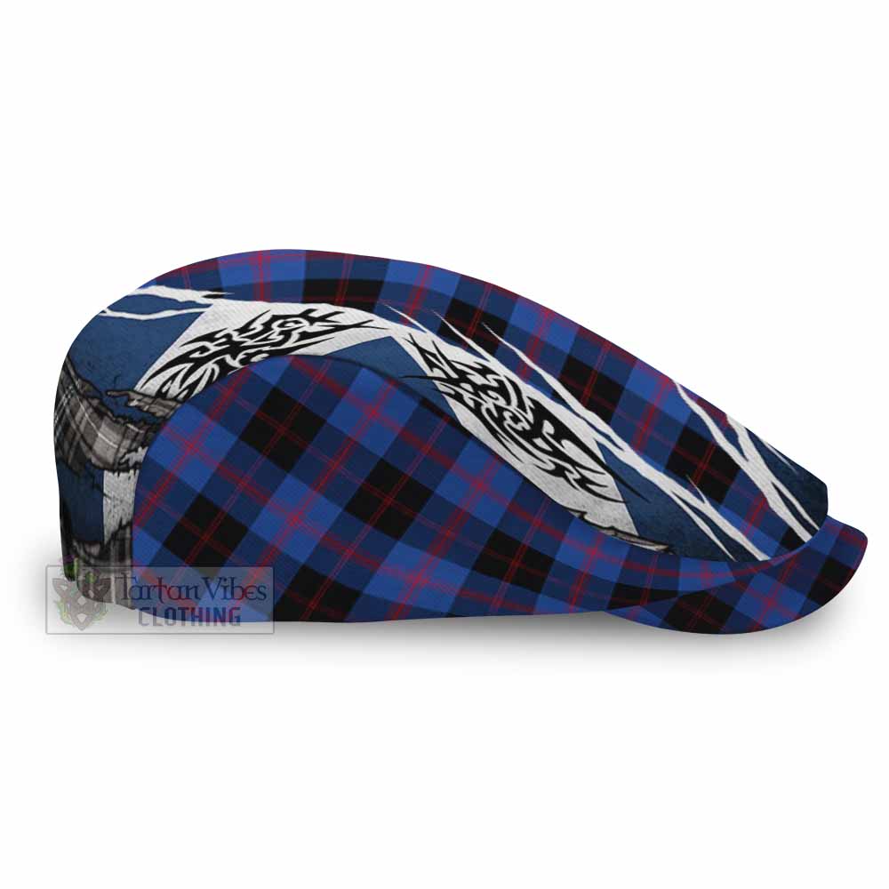 Maule Tartan Flat Cap, Jeff Cap Scotland Flag Ripped Tribal Design