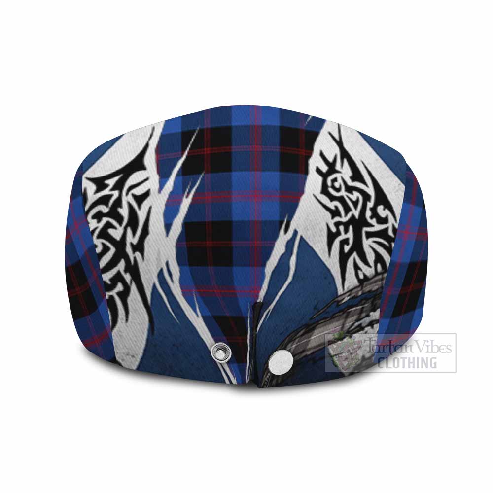 Maule Tartan Flat Cap, Jeff Cap Scotland Flag Ripped Tribal Design