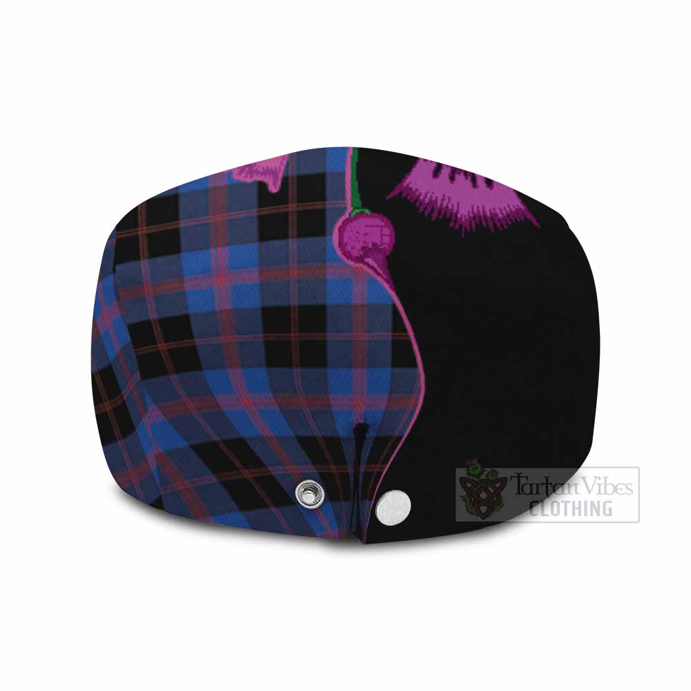 Maule Tartan Flat Cap, Jeff Cap Traditional Scottish Thistle