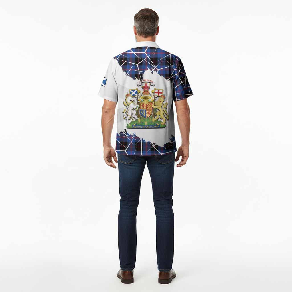 Maule Tartan Hawaiian Shirt with Family Crest and Lion Rampant Grunge Style