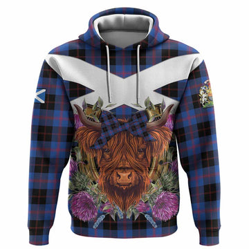 Maule Tartan Hoodie Scottish Thistle Heilan Coo