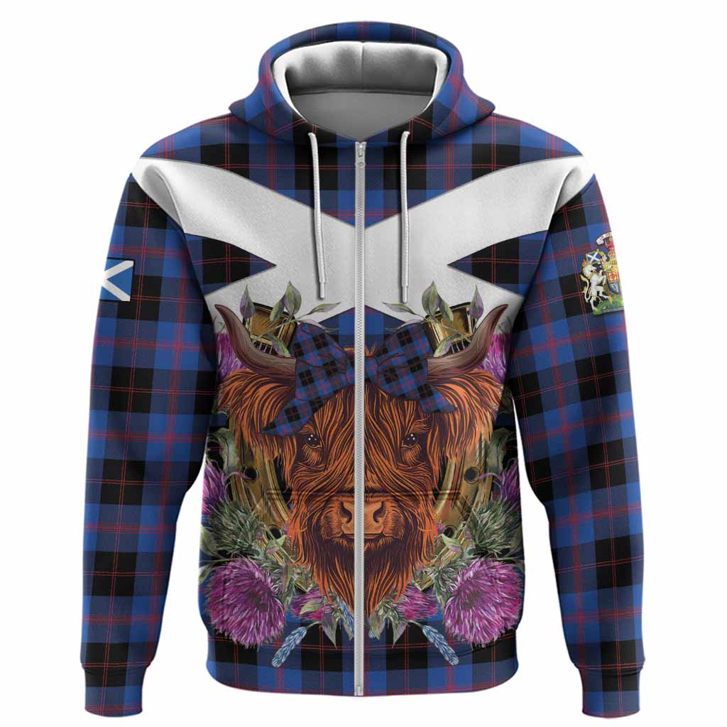 Maule Tartan Hoodie Scottish Thistle Heilan Coo