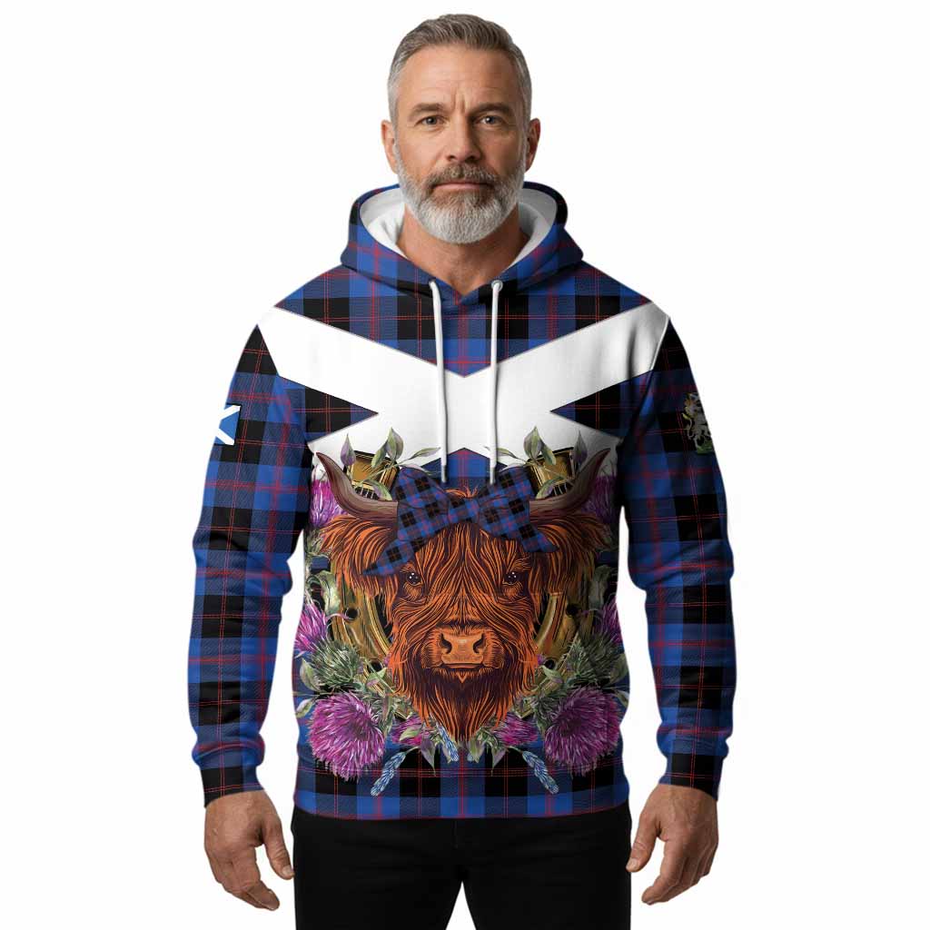 Maule Tartan Hoodie Scottish Thistle Heilan Coo