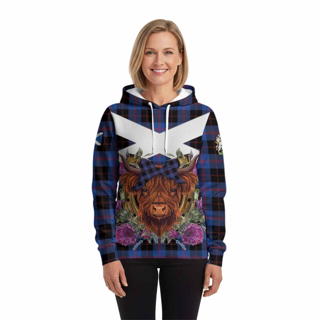 Maule Tartan Hoodie Scottish Thistle Heilan Coo