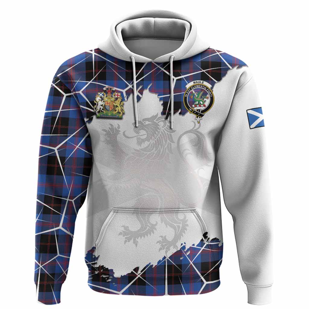 Maule Tartan Hoodie with Family Crest and Lion Rampant Grunge Style