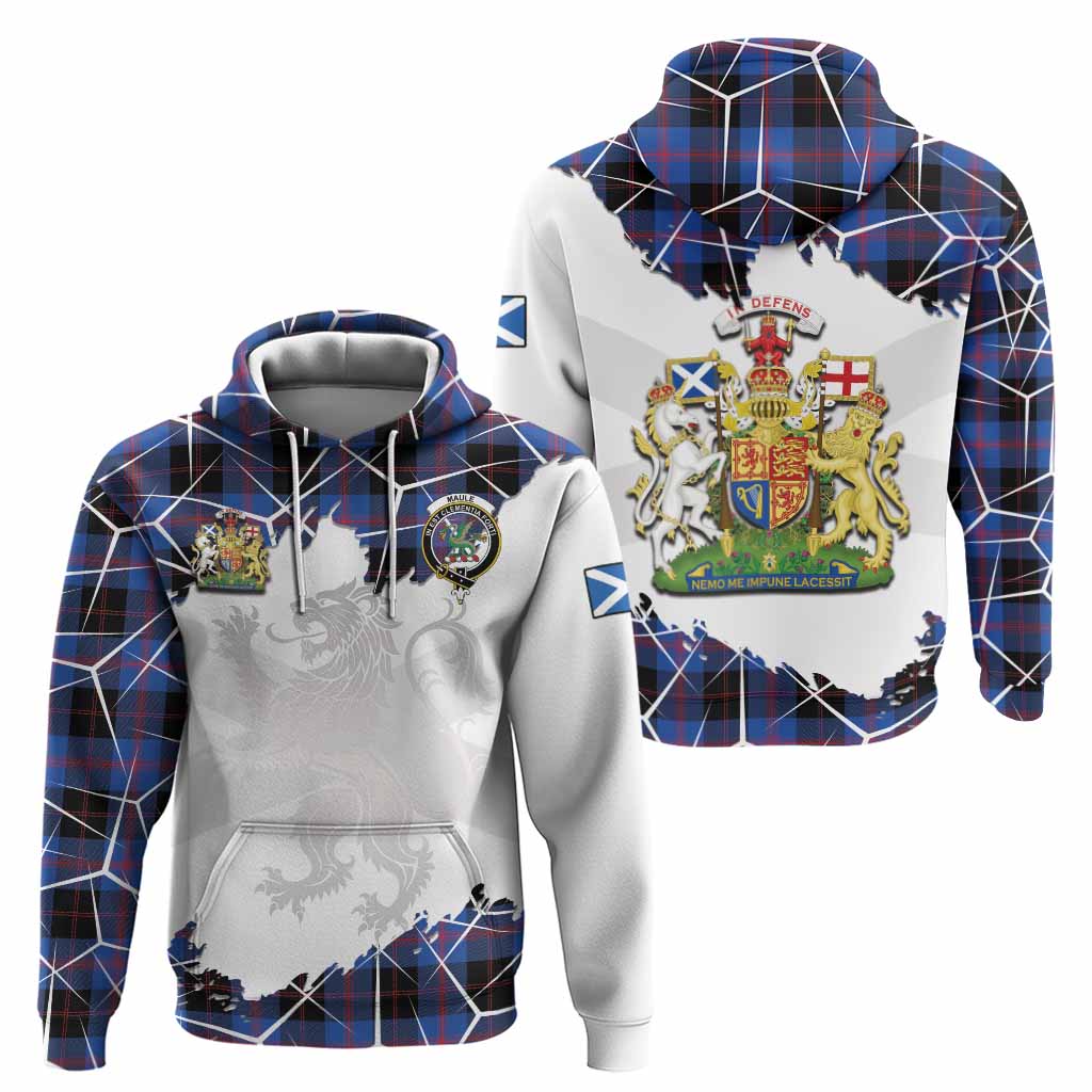 Maule Tartan Hoodie with Family Crest and Lion Rampant Grunge Style