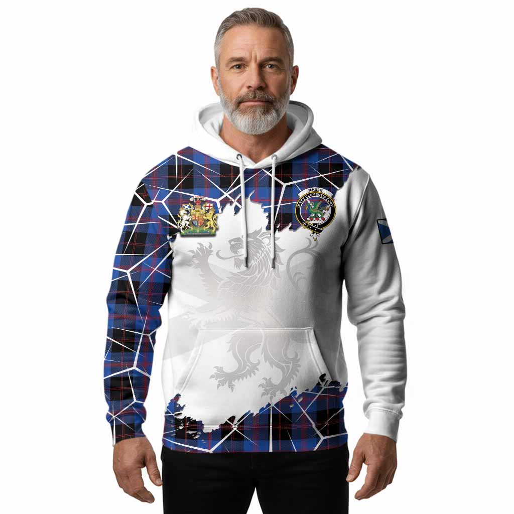 Maule Tartan Hoodie with Family Crest and Lion Rampant Grunge Style
