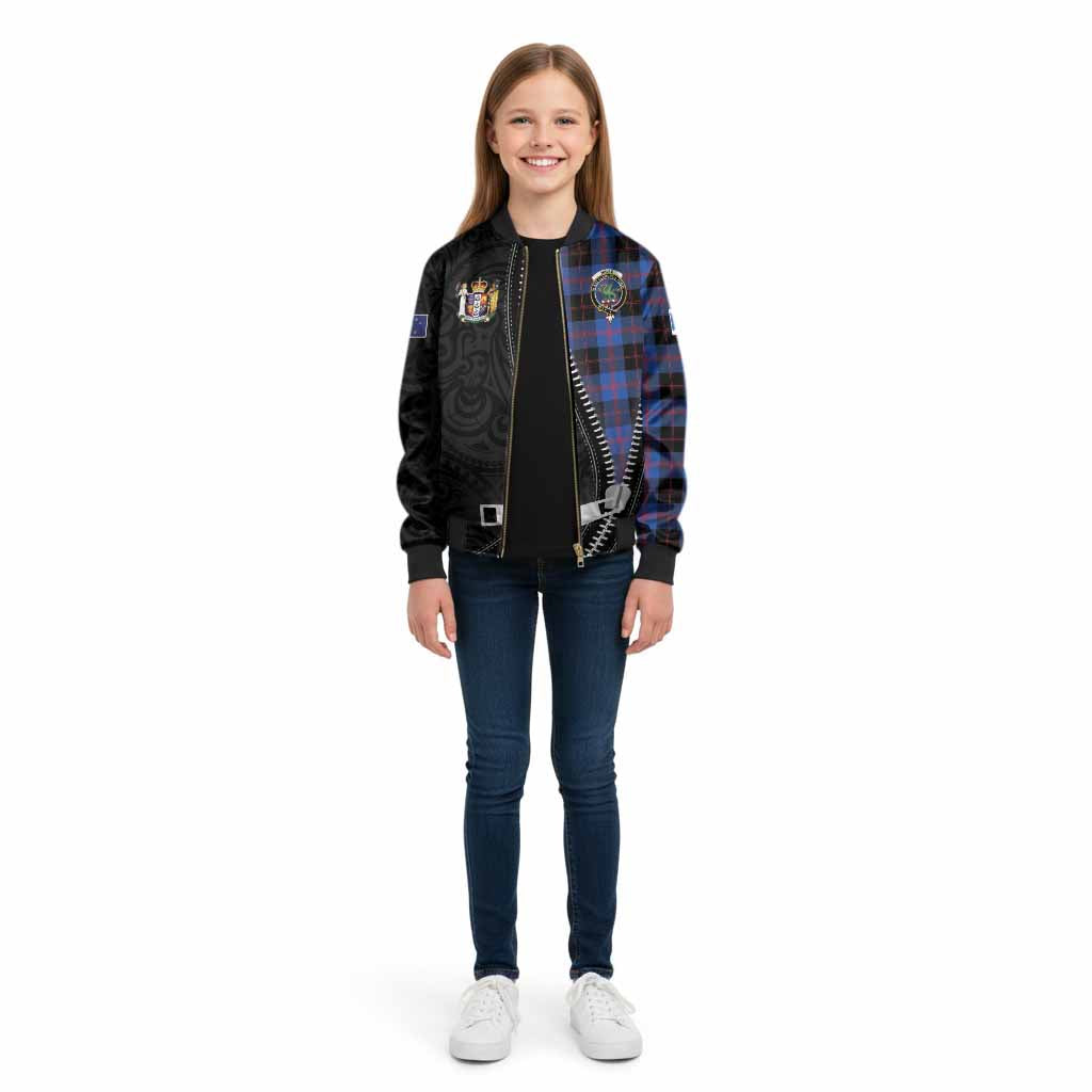 Maule Tartan Kid Bomber Jacket New Zealand Pattern Unique Zipper Stylized