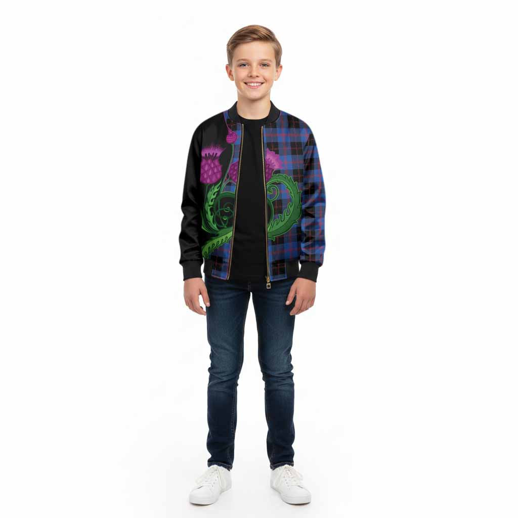 Maule Tartan Kid Bomber Jacket Traditional Scottish Thistle