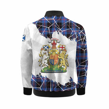 Maule Tartan Kid Bomber Jacket with Family Crest and Lion Rampant Grunge Style