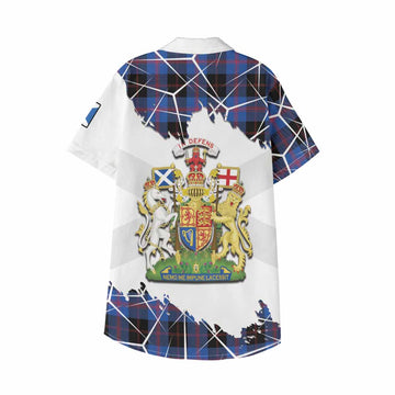 Maule Tartan Kid Hawaiian Shirt with Family Crest and Lion Rampant Grunge Style