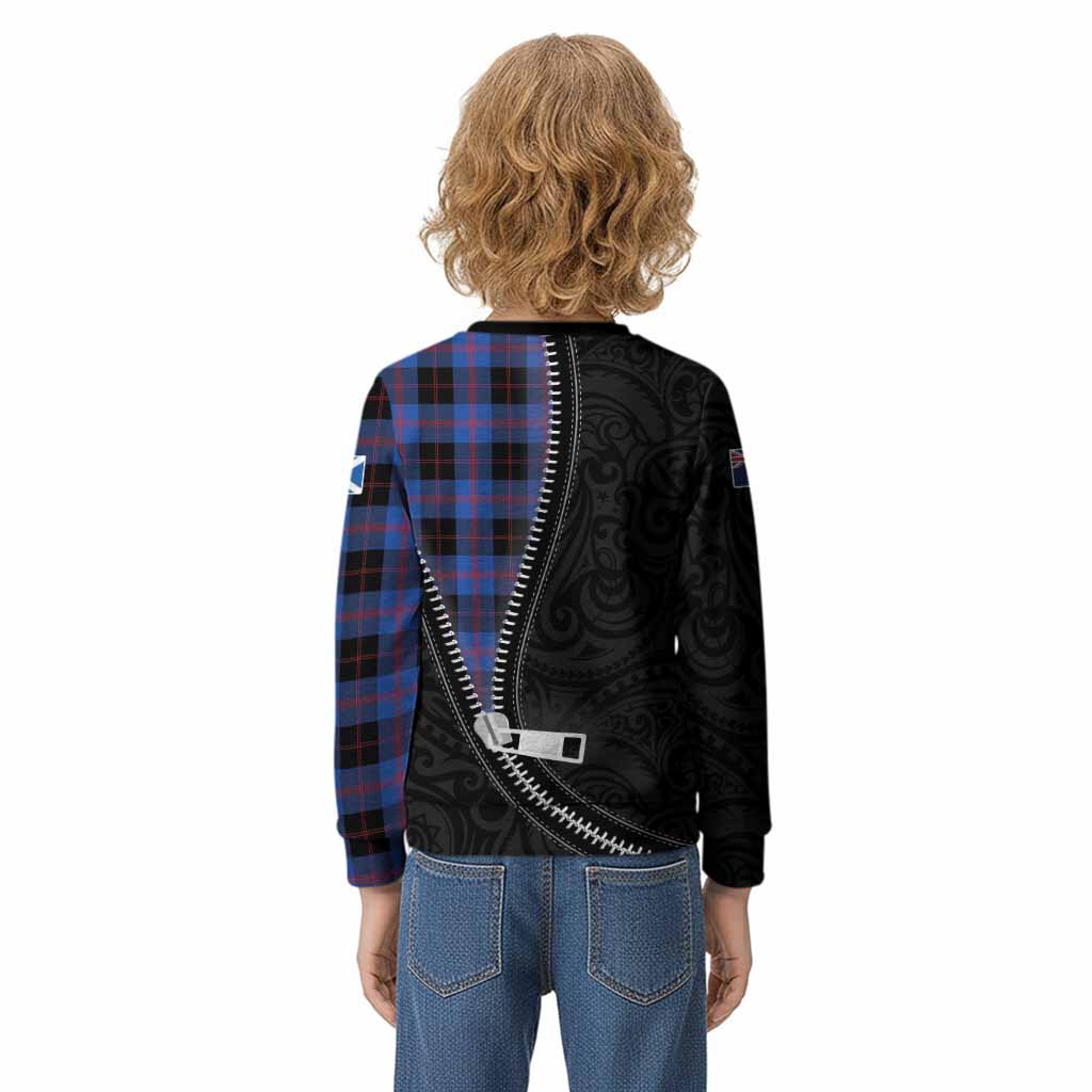 Maule Tartan Kid Knitted Sweatshirt New Zealand Pattern Unique Zipper Stylized