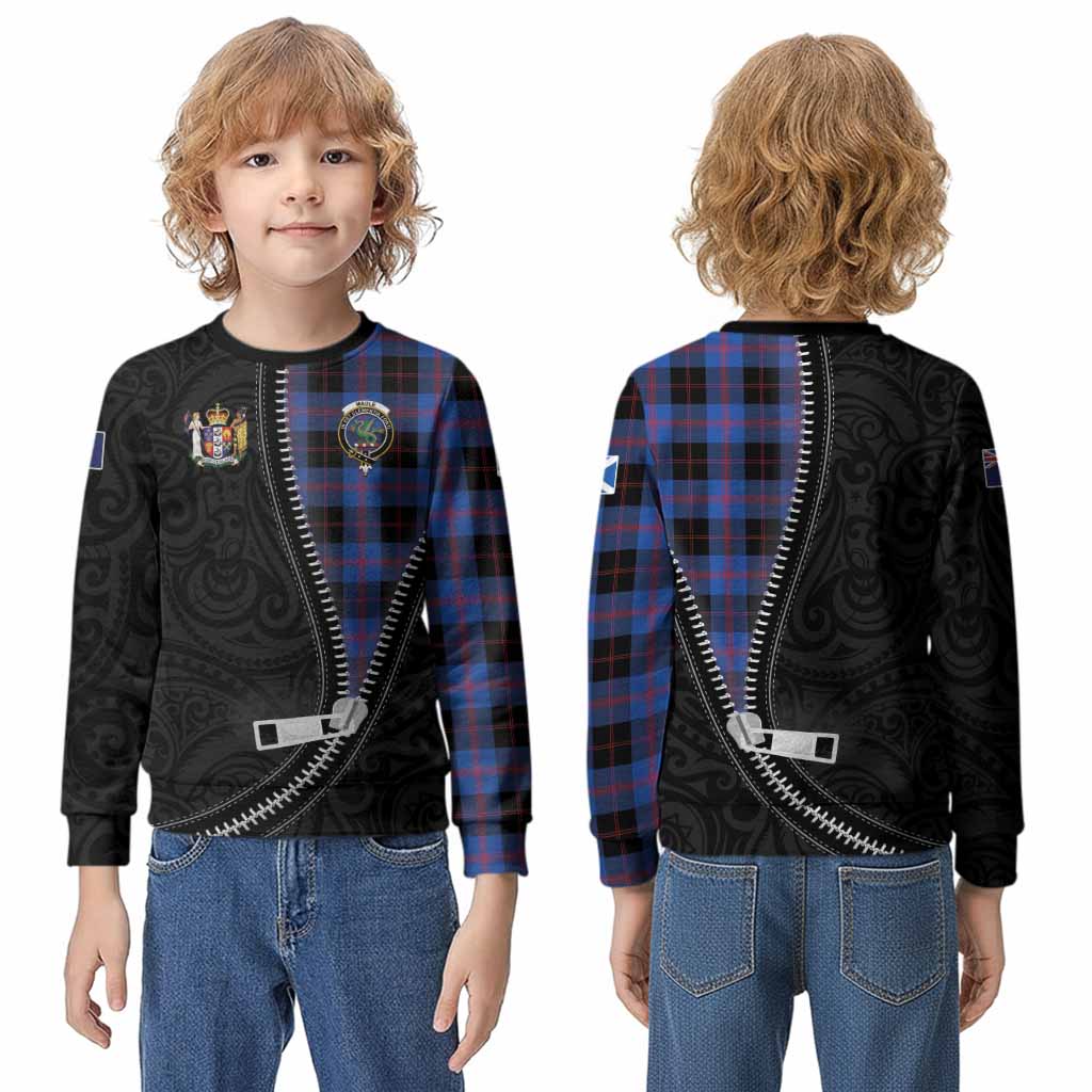 Maule Tartan Kid Knitted Sweatshirt New Zealand Pattern Unique Zipper Stylized