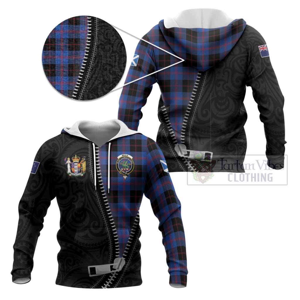 Maule Tartan Knitted Hoodie New Zealand Pattern Unique Zipper Stylized
