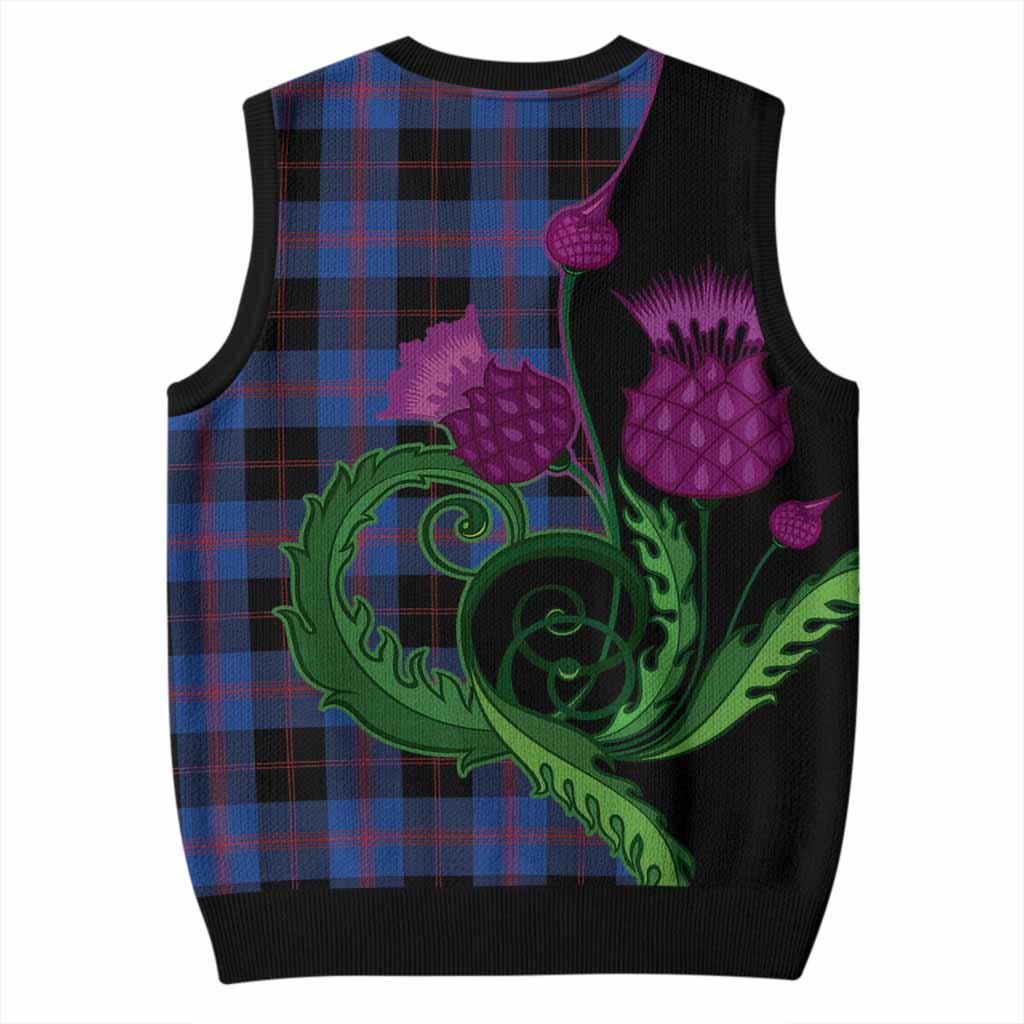 Maule Tartan Knitted V-Neck Vest Traditional Scottish Thistle