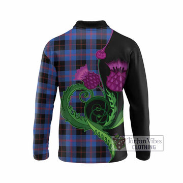 Maule Tartan Long Sleeve Polo Shirt Traditional Scottish Thistle