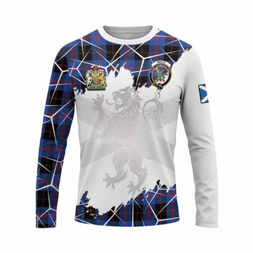 Maule Tartan Long Sleeve T-Shirt with Family Crest and Lion Rampant Grunge Style