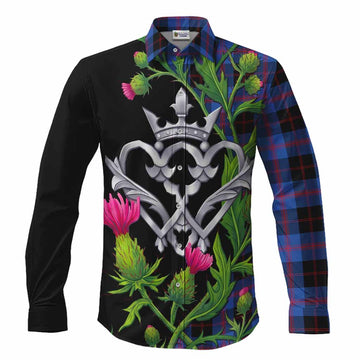 Maule Tartan Luckenbooth Long Sleeve Button Shirts Silver Heart Crown Thistle Floral
