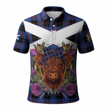 Maule Tartan Polo Shirt Scottish Thistle Heilan Coo