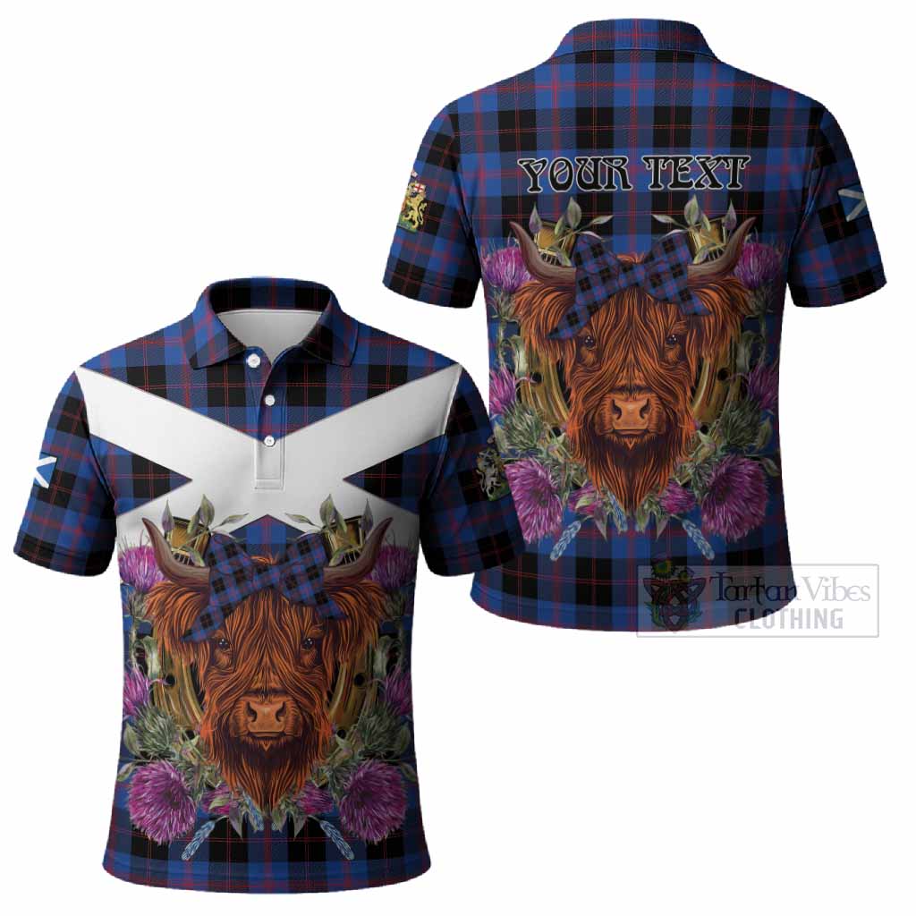Maule Tartan Polo Shirt Scottish Thistle Heilan Coo