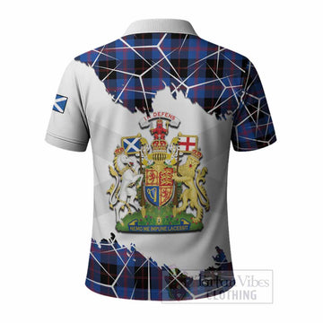 Maule Tartan Polo Shirt with Family Crest and Lion Rampant Grunge Style
