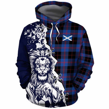 Maule Tartan Scottish Cotton Hoodie Angry Lion With Soccer Ball Style