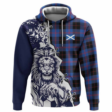 Maule Tartan Scottish Hoodie Angry Lion With Soccer Ball Style