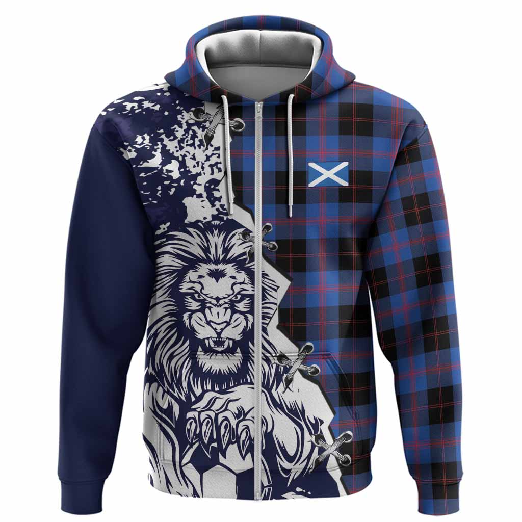 Maule Tartan Scottish Hoodie Angry Lion With Soccer Ball Style