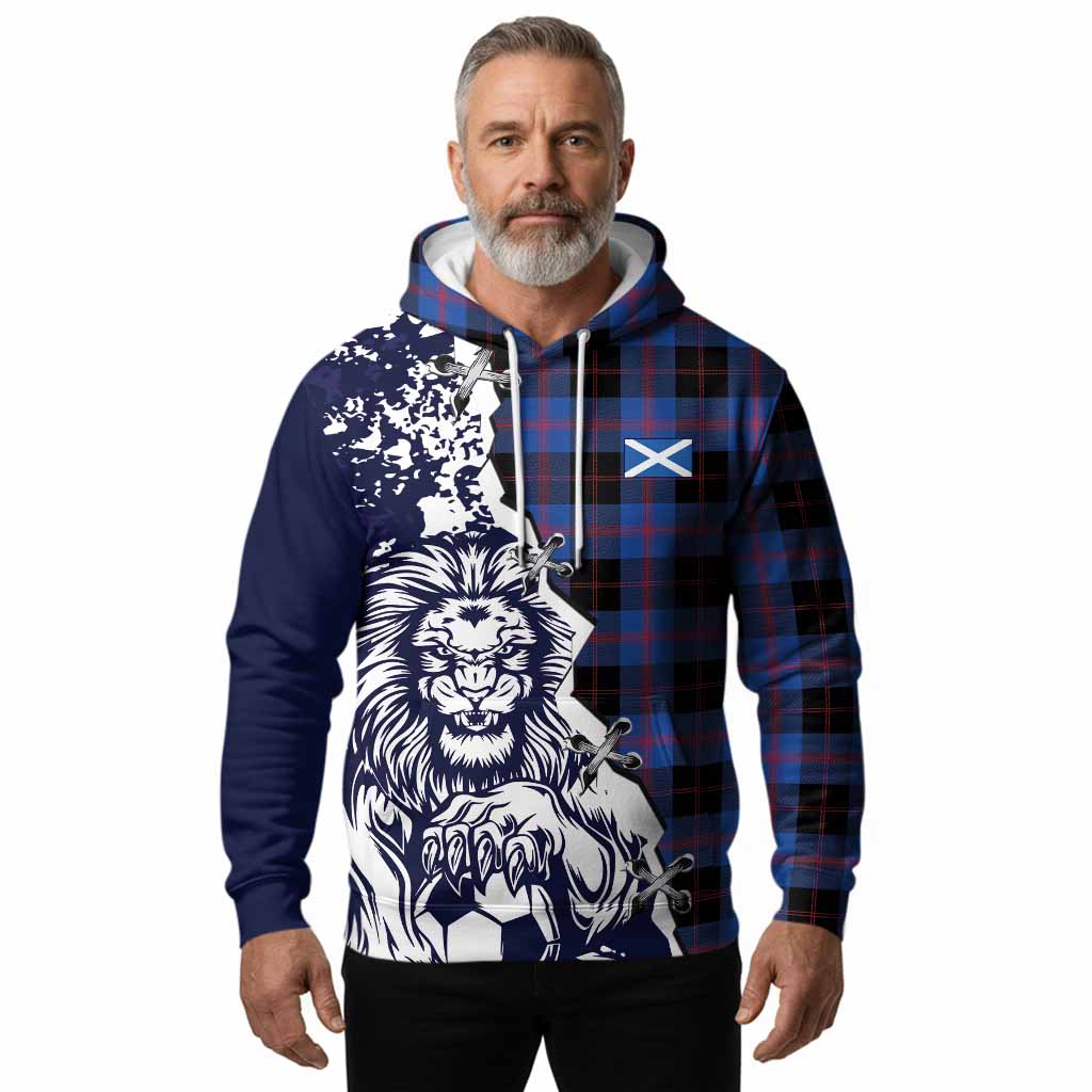 Maule Tartan Scottish Hoodie Angry Lion With Soccer Ball Style