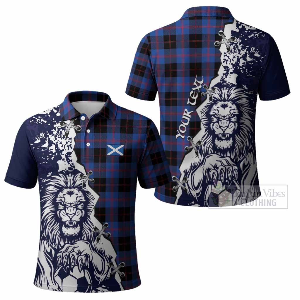Maule Tartan Scottish Polo Shirt Angry Lion With Soccer Ball Style