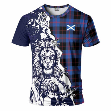 Maule Tartan Scottish T-Shirt Angry Lion With Soccer Ball Style