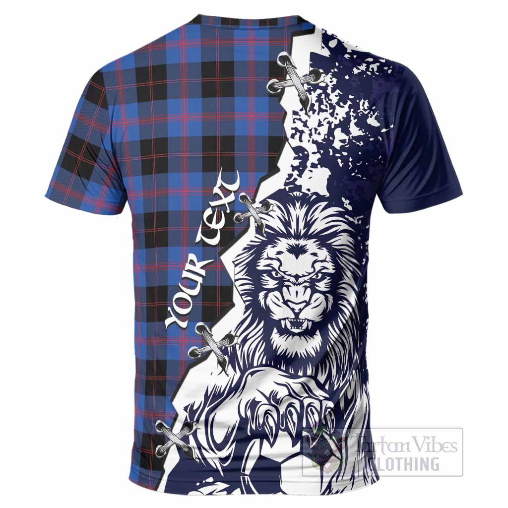 Maule Tartan Scottish T-Shirt Angry Lion With Soccer Ball Style