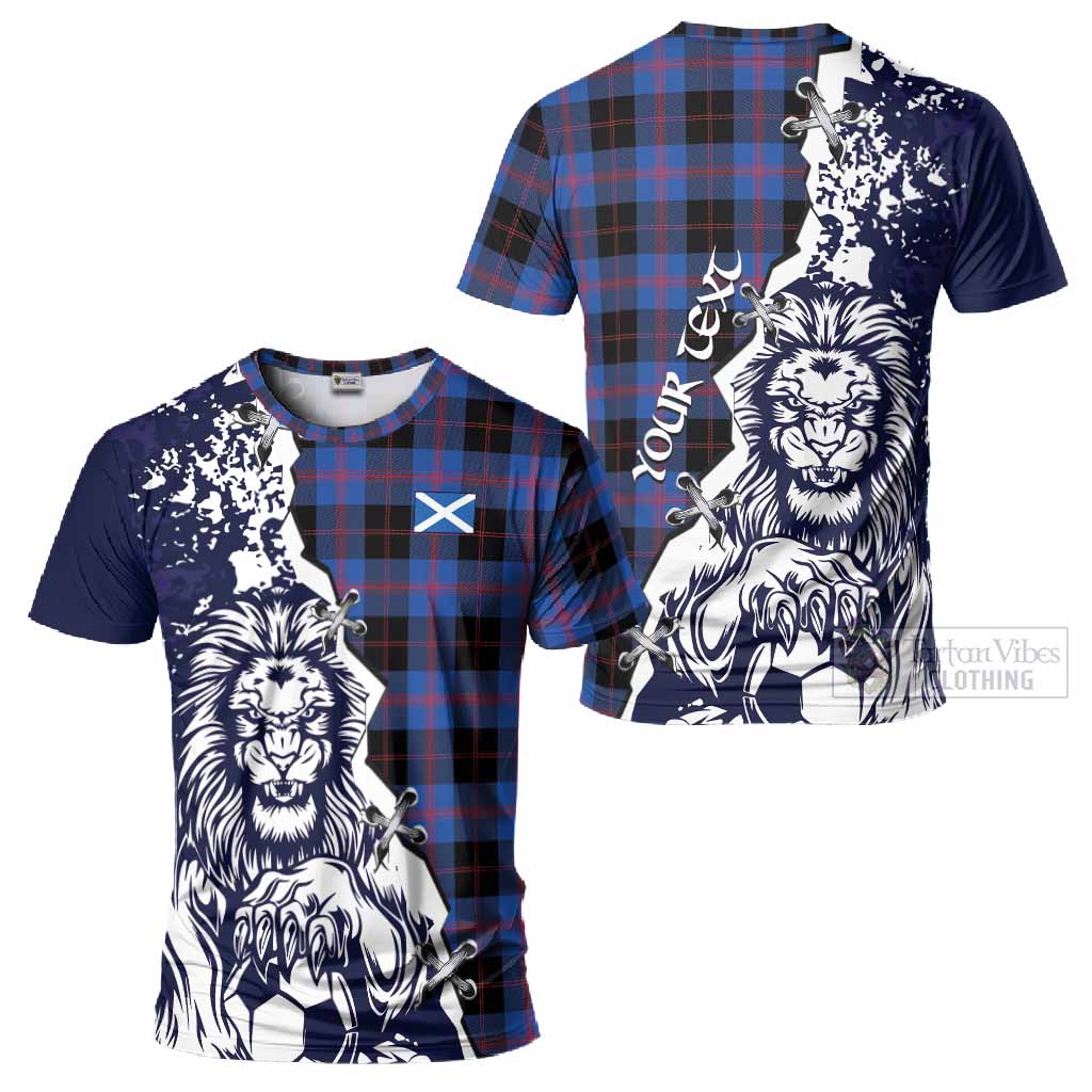 Maule Tartan Scottish T-Shirt Angry Lion With Soccer Ball Style