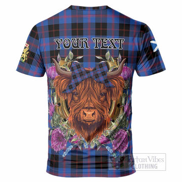 Maule Tartan T-Shirt Scottish Thistle Heilan Coo