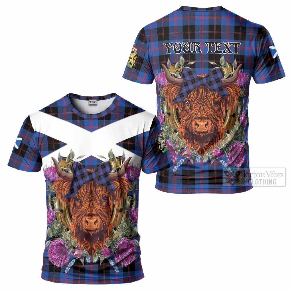 Maule Tartan T-Shirt Scottish Thistle Heilan Coo