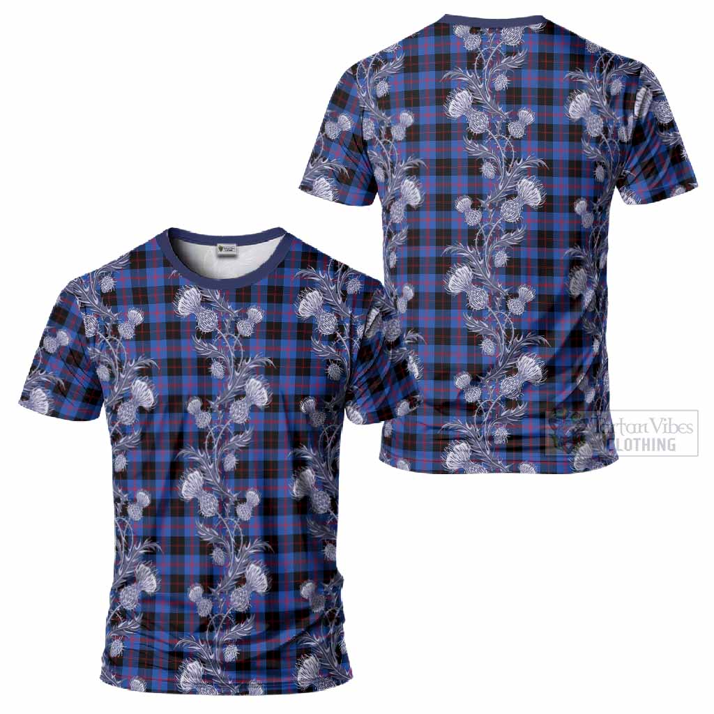 Maule Tartan T-Shirt Seamless Scottish Thistle Flowers